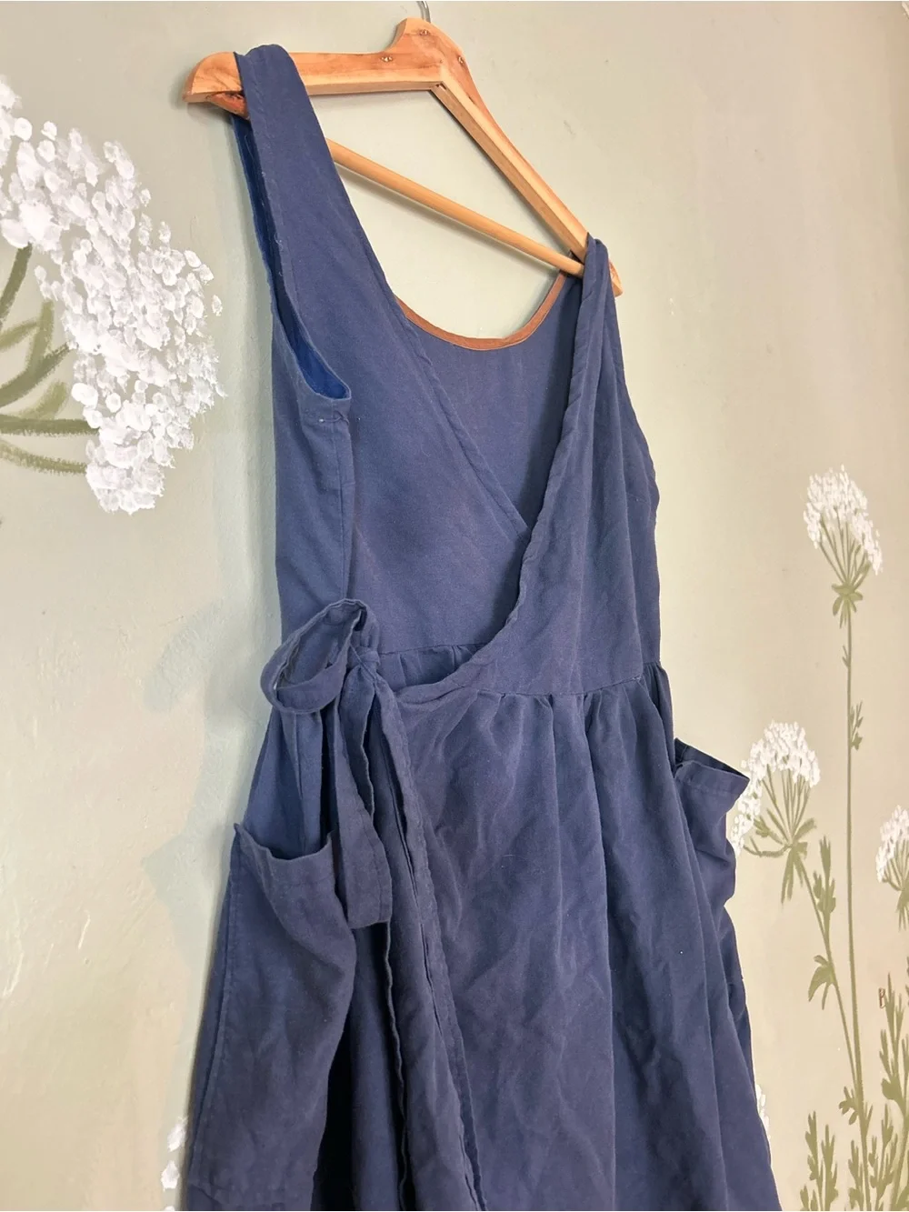 Handmade Navy Wrap Dress w/ pockets